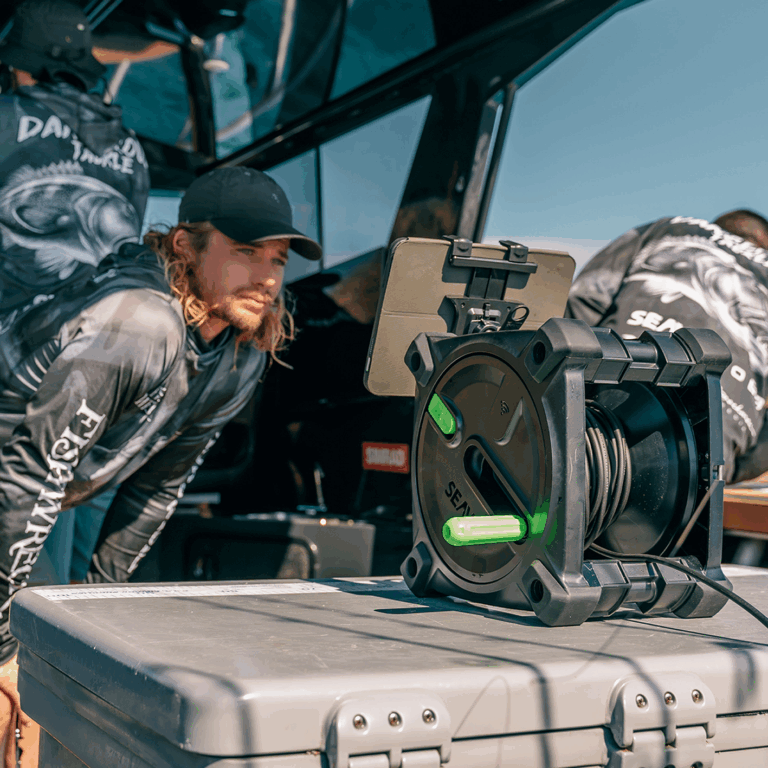 Underwater camera system in action – Seavu Explorer Adventure Kit used for fishing, research, and inspections
