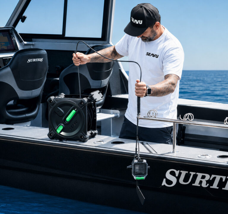 Seavu Explorer Adventure Kit with Drift Fin used for live underwater viewing from a boat
