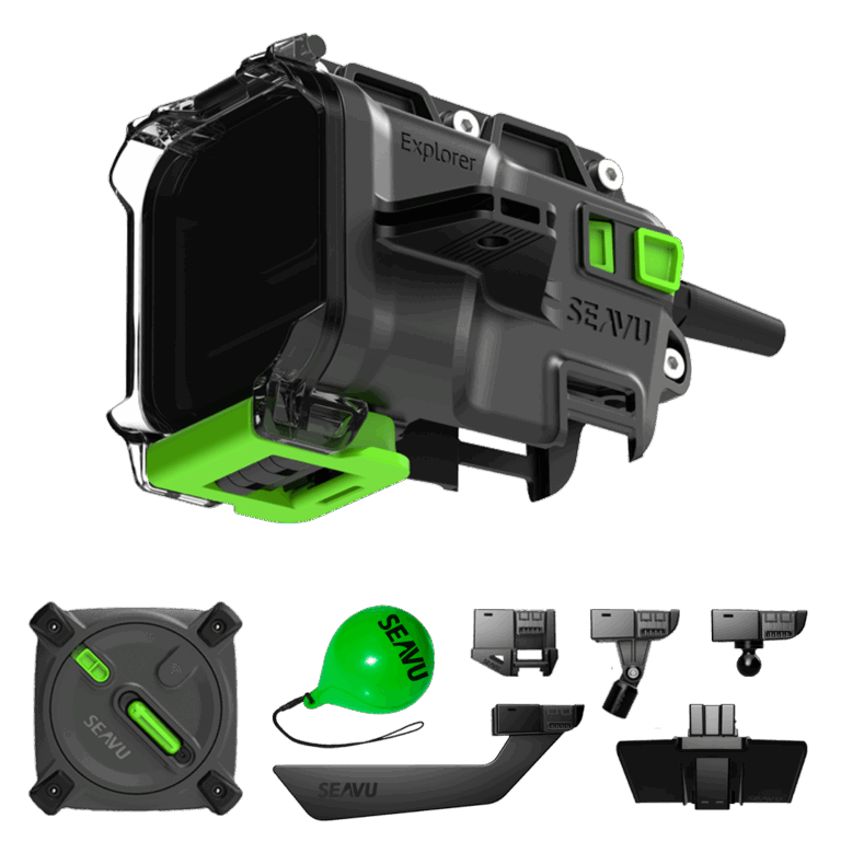 Seavu Explorer Adventure Kit with underwater housing, cable reel, and accessories for fishing and research