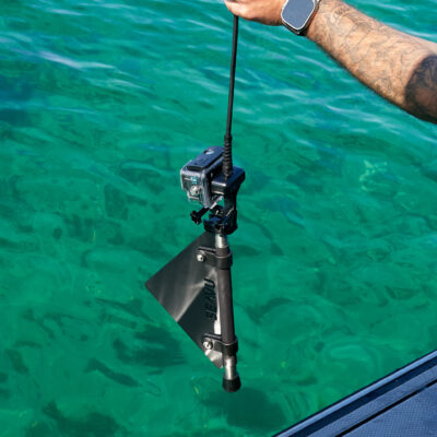 Seavu Seeker with GoPro Hero13 and Current Fin about to be deployed underwater