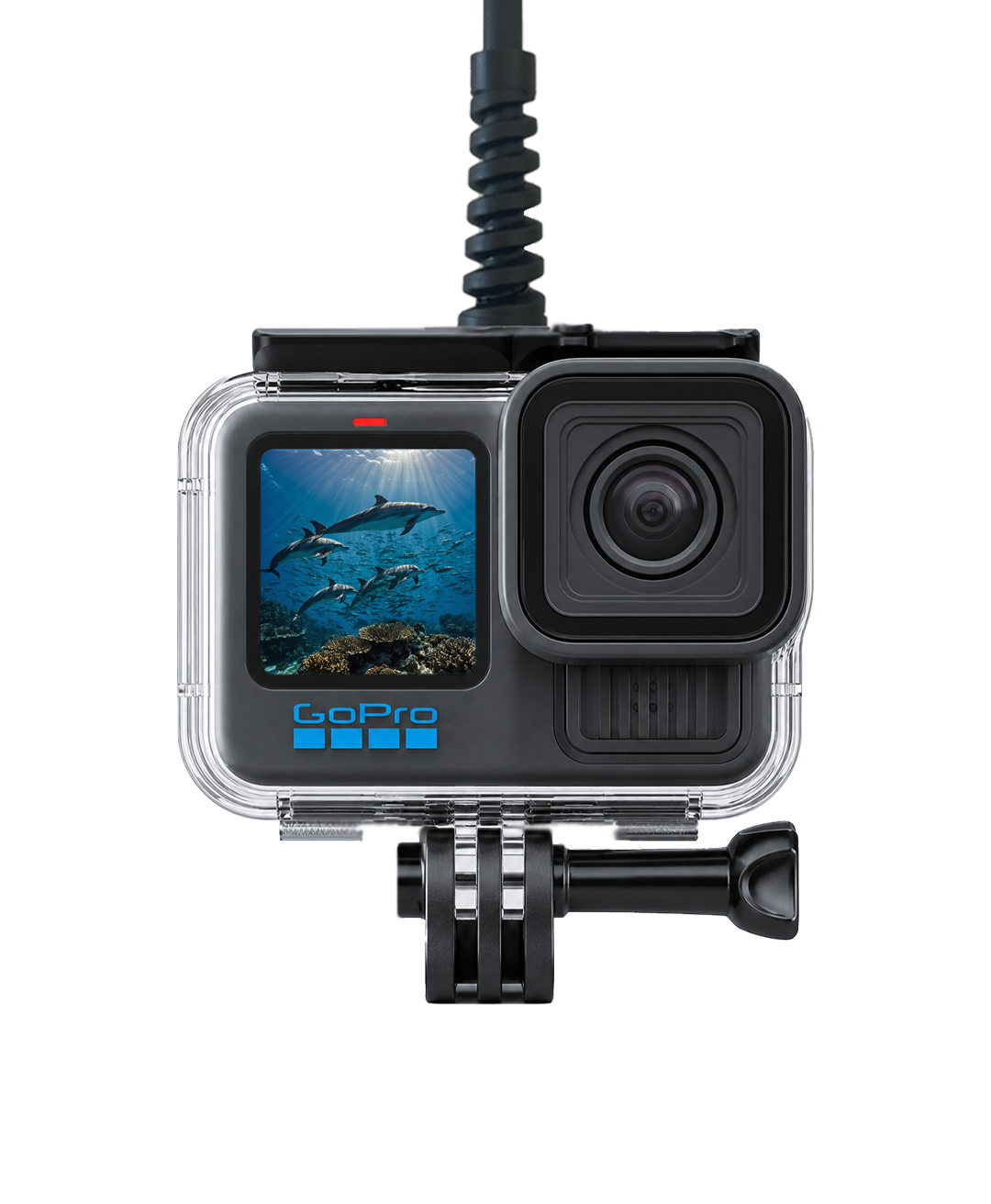 GoPro dans un boîtier étanche monté sur le kit marin Seavu Seeker sous l'eau
