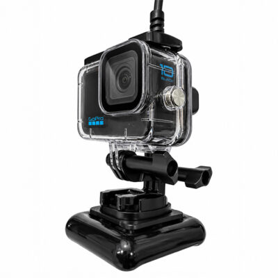 Seavu Seeker Weight, a 500g weighted base holding a GoPro in a waterproof case, connected to the Seeker cable for stable underwater viewing