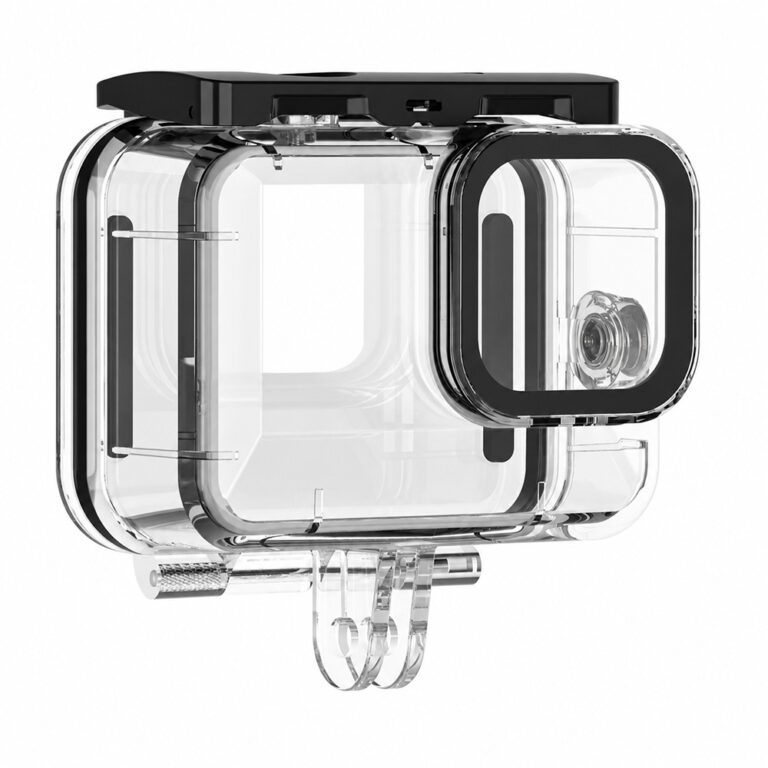 Clear waterproof case for GoPro HERO 9, 10, 11, 12 and 13 with integrated finger mount.