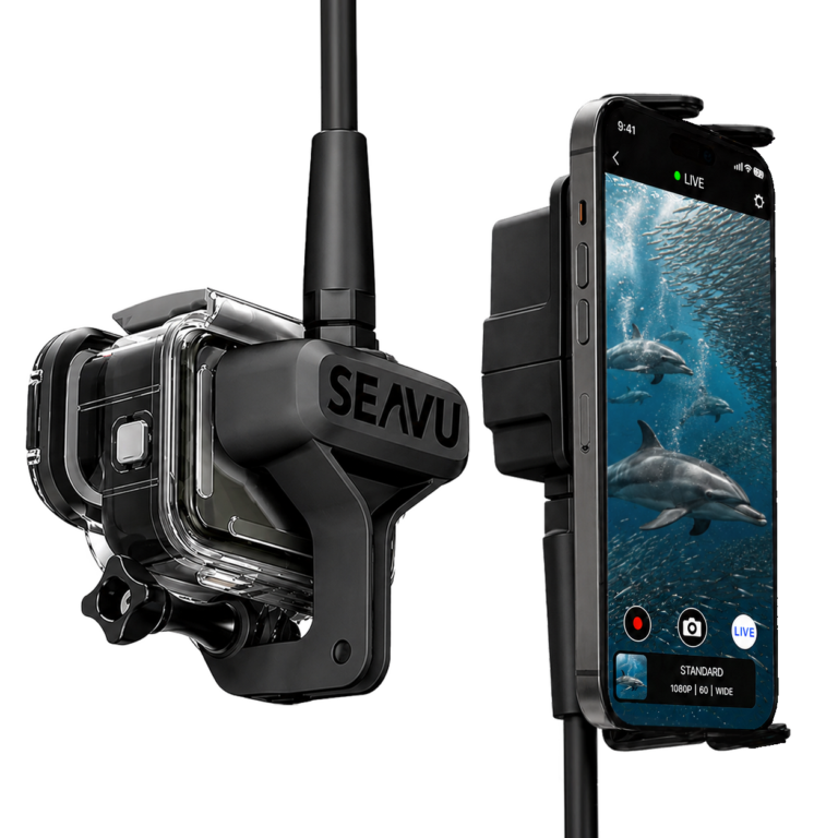 Seavu Seeker Marine Kit streaming a live underwater view to a phone for film production