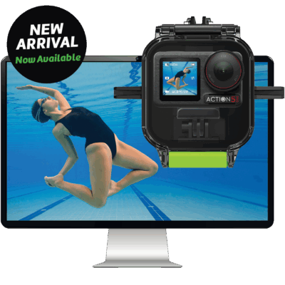 Seavu Explorer+ Pro Kit with DJI Action 5 Pro connected to computer showing live underwater footage
