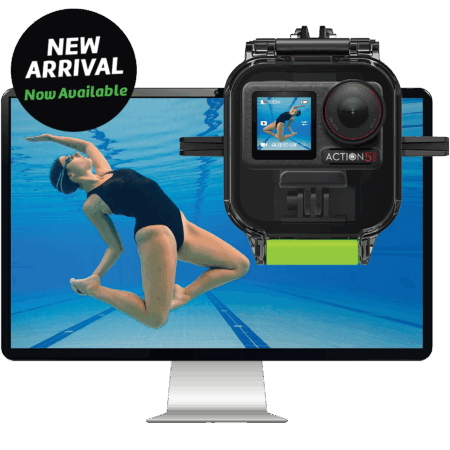 Seavu Explorer+ Pro Kit with DJI Action 5 Pro connected to computer showing live underwater footage
