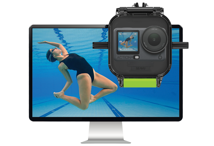 Underwater housing with HDMI output for TVs, chartplotters, and computers.