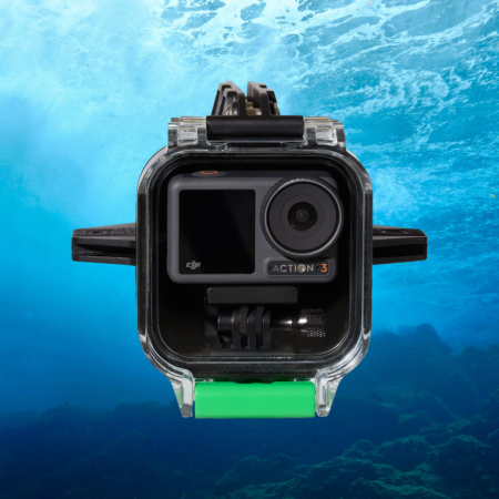 DJI Action Camera in Seavu Explorer housing capturing live underwater video feed