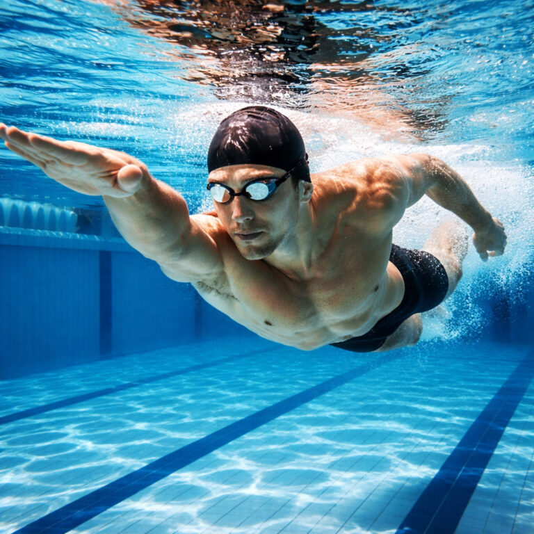 live underwater training camera capturing swimmer technique for pool coaching and analysis