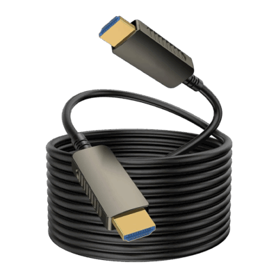 25 metre HDMI cable coiled, suitable for high-speed video transmission and underwater camera systems