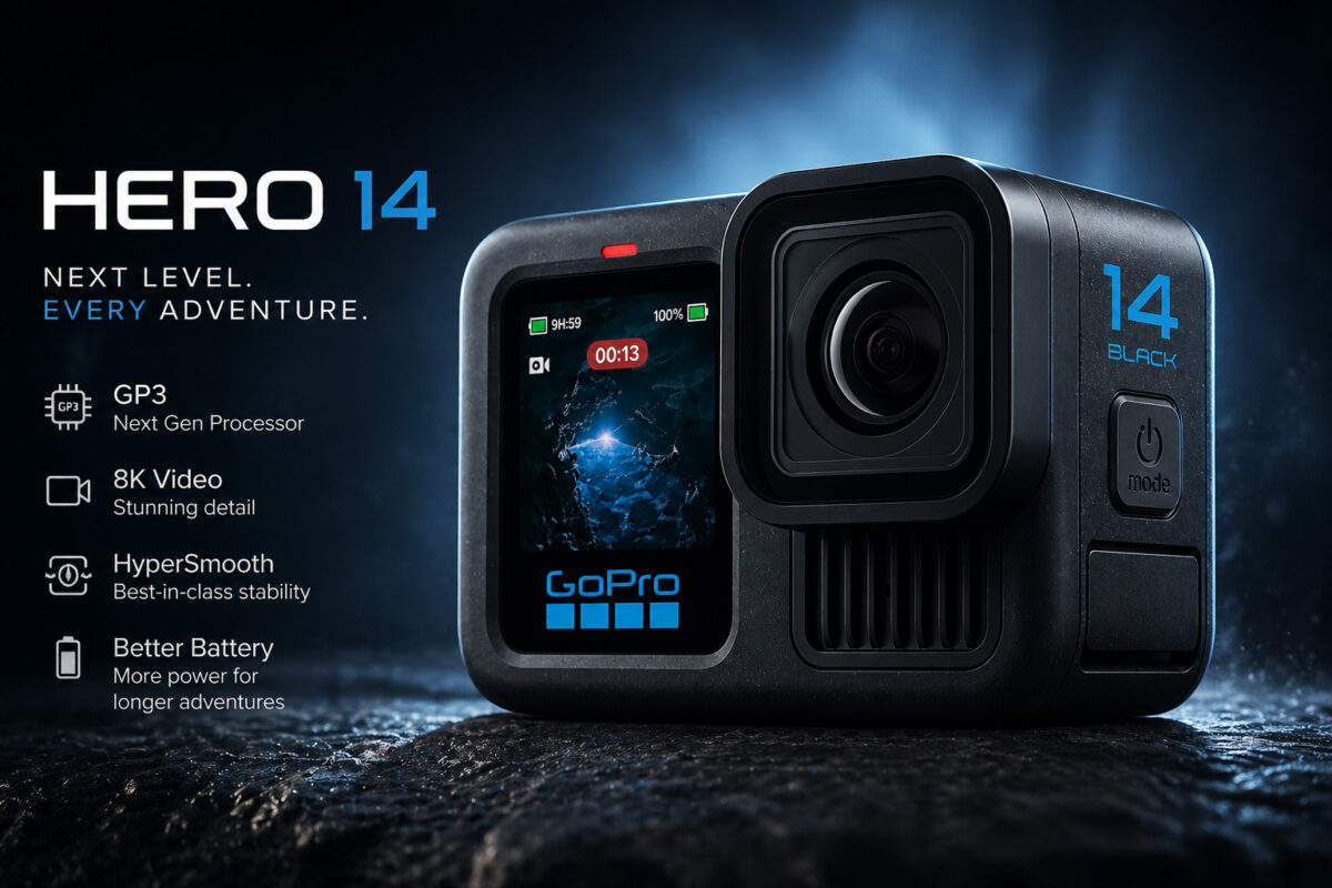 GoPro HERO14 action camera concept showing next generation design and features