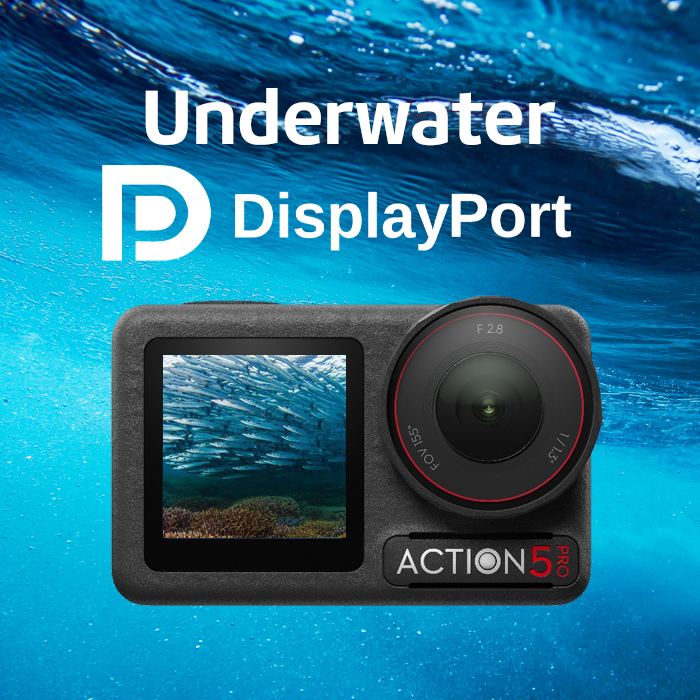 DJI Action 5 Pro underwater streaming via DisplayPort with the Seavu Explorer+ Pro Kit