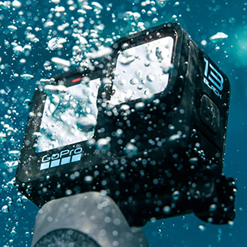 Close-up of the GoPro HERO13 Black underwater, one of the best underwater cameras for Seavu kits and livestreaming.