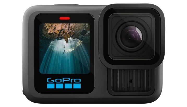 Front view of the GoPro HERO13 Black, one of the best underwater cameras for Seavu kits and real-time viewing.
