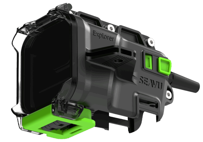 Seavu Explorer underwater camera housing streaming live footage to phone
