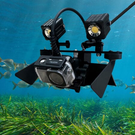 Seavu Seeker Marine Kit and DeepScope Rig gliding over seagrass during live underwater research survey.