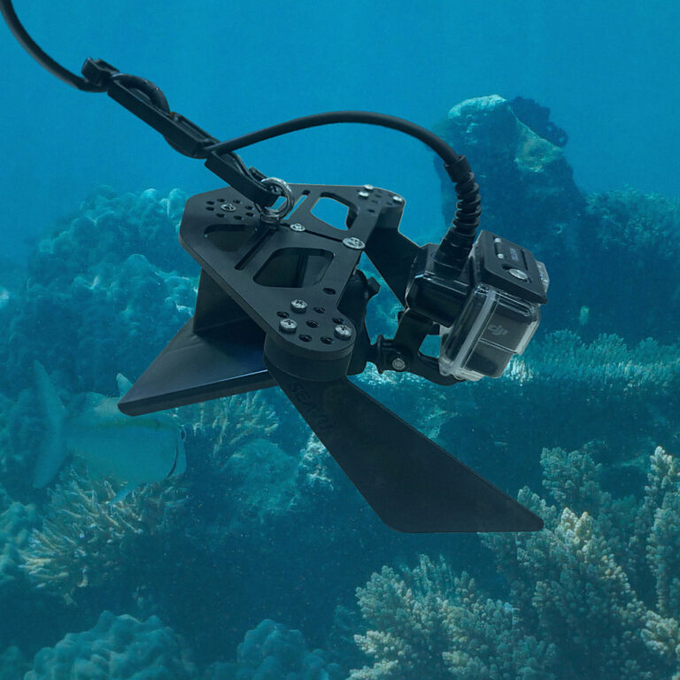 Seeker DeepScope Rig and Seeker Marine Kit in action hovering over a coral reef – stable hydrodynamic platform for underwater viewing and recording