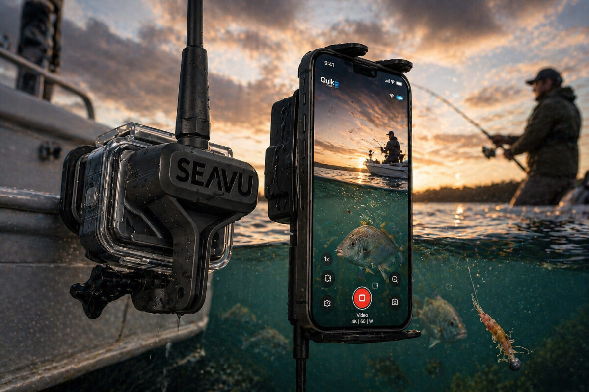 best fishing camera showing live underwater view of fish and bait on phone from a boat