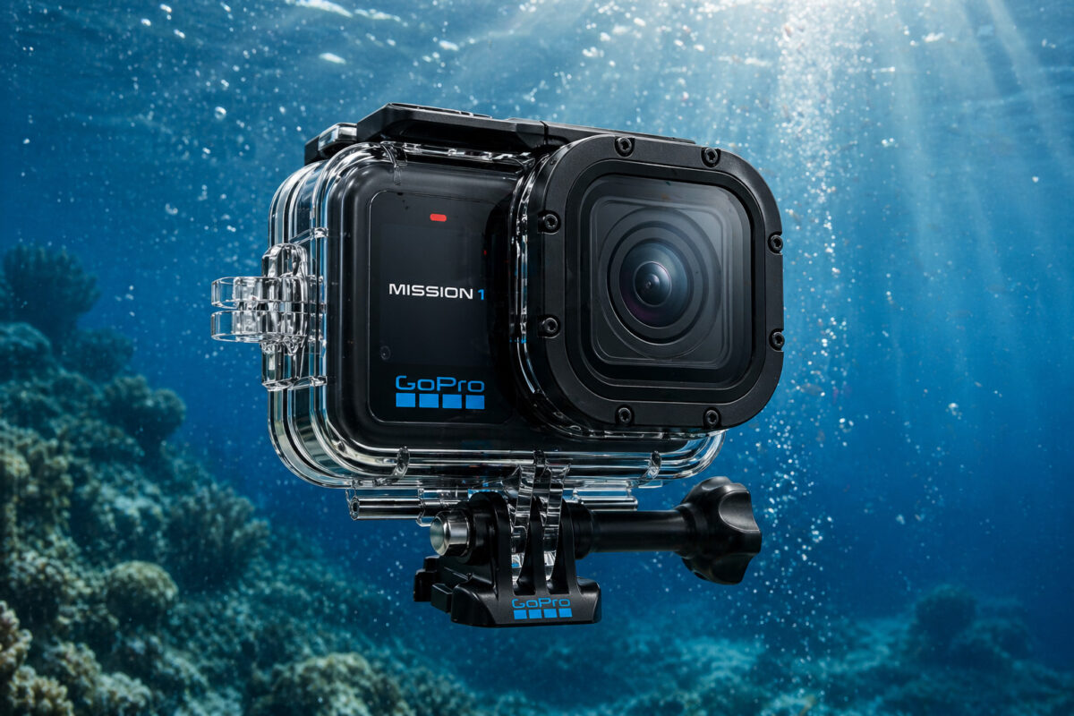 GoPro Mission 1 waterproof case underwater filming setup