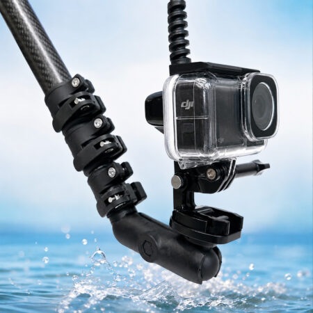 DJI action camera on Seavu carbon fibre extension pole for underwater fishing