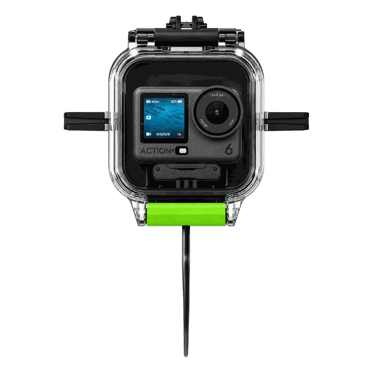 Seavu Explorer Adventure Kit holding a DJI Osmo Action camera in a waterproof housing on a drop cable