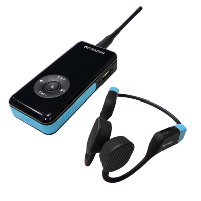 Seavu Swim Coaching Audio System transmitter and bone conduction receiver headset